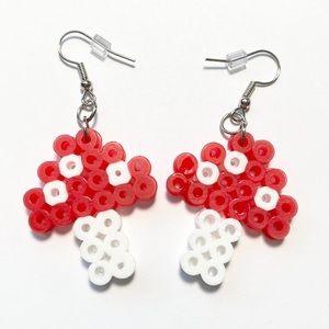 Mushroom Red/White Perler Bead Earrings. New